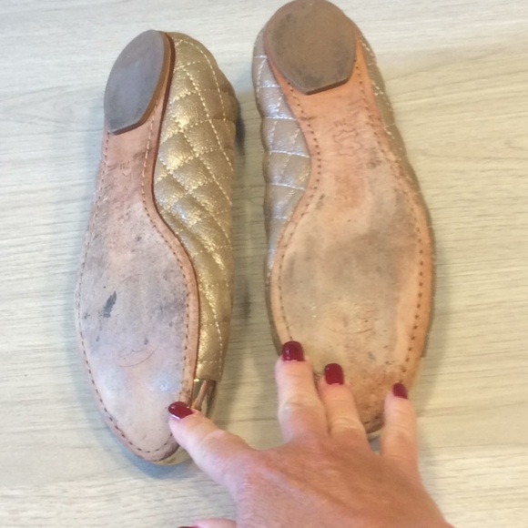 Tory Burch Kaitlin Quilted Metallic Ballet Flats Shoes Tan Gold - Size 7 - Picture 12 of 16